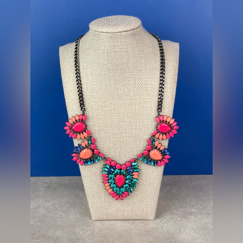 Stella & Dot "Frida" Vibrant Floral Rhinestone Bib Statement Necklace